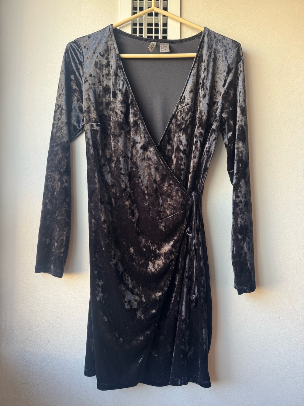 Black Velvet Wrap Dress - Picture 2 of 11